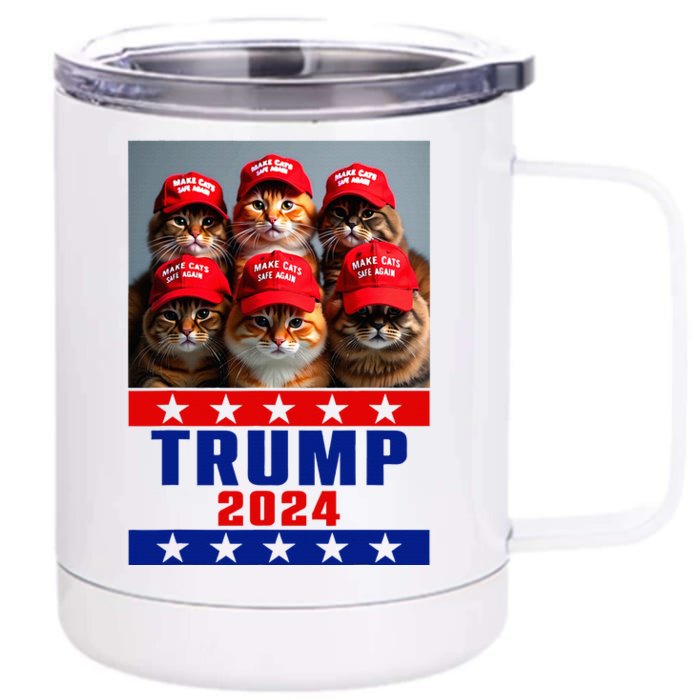 Funny Make Cats Save Again Trump Usa President Election 2024 Front & Back 12oz Stainless Steel Tumbler Cup