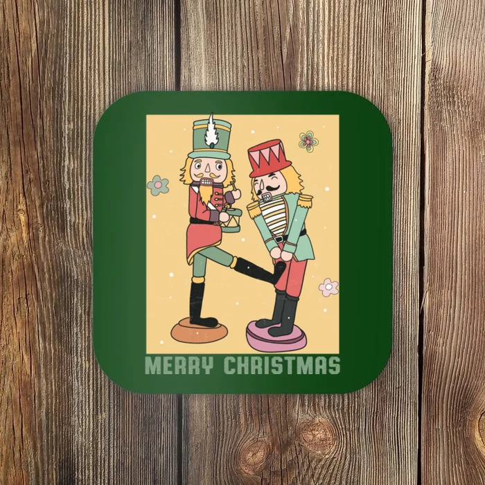 Funny Merry Christmas Nut Cracker Getting Nut Cracked Coaster