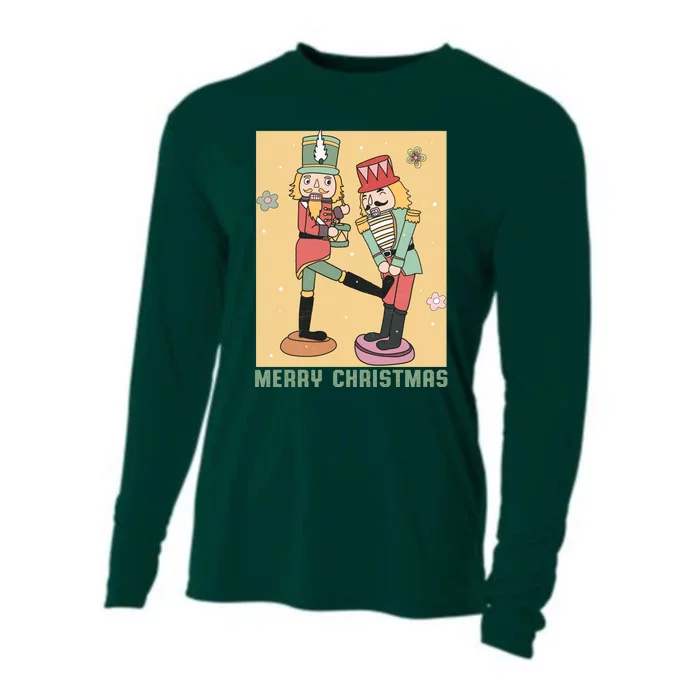 Funny Merry Christmas Nut Cracker Getting Nut Cracked Cooling Performance Long Sleeve Crew