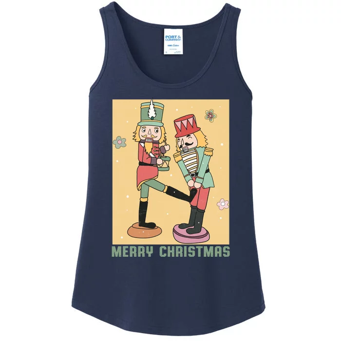 Funny Merry Christmas Nut Cracker Getting Nut Cracked Ladies Essential Tank