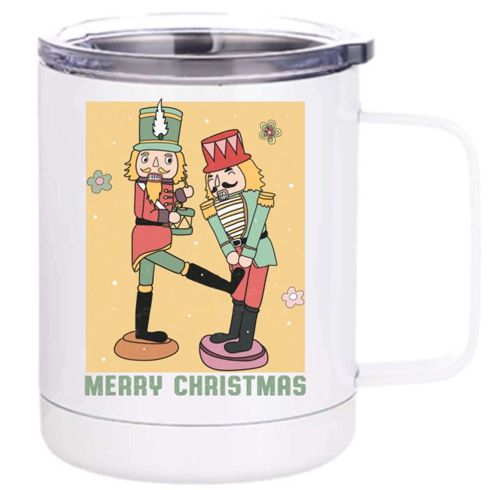 Funny Merry Christmas Nut Cracker Getting Nut Cracked Front & Back 12oz Stainless Steel Tumbler Cup