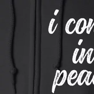 Funny Matching Couple Outfits I Come In Peace Im Peace Full Zip Hoodie