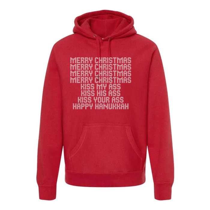 Funny Merry Christmas Kiss My Ass Premium Hoodie