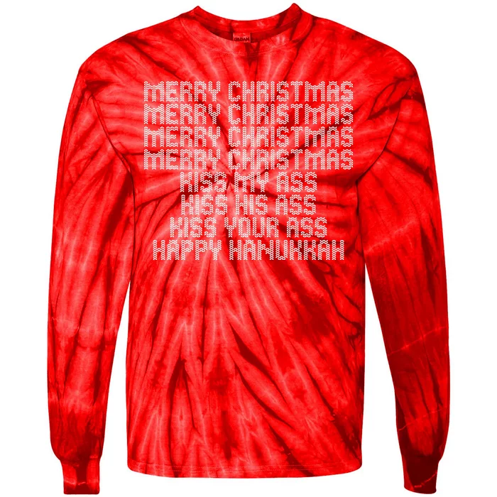 Funny Merry Christmas Kiss My Ass Tie-Dye Long Sleeve Shirt