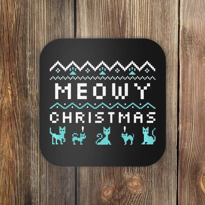 Funny Meowy Christmas Coaster