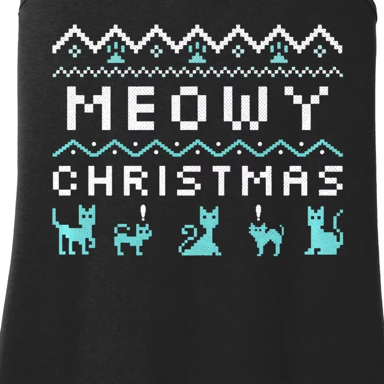 Funny Meowy Christmas Ladies Essential Tank