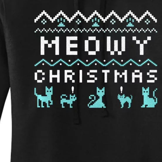 Funny Meowy Christmas Women's Pullover Hoodie