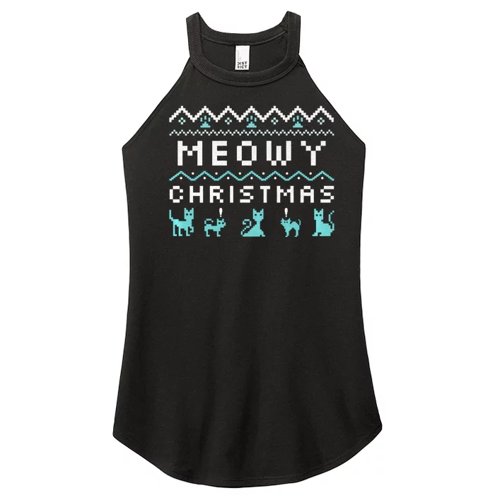 Funny Meowy Christmas Women’s Perfect Tri Rocker Tank