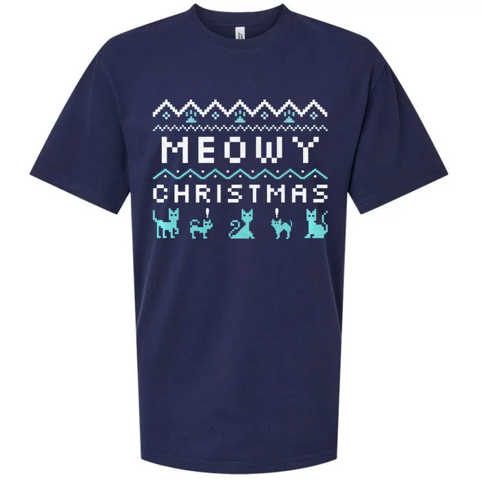 Funny Meowy Christmas Sueded Cloud Jersey T-Shirt