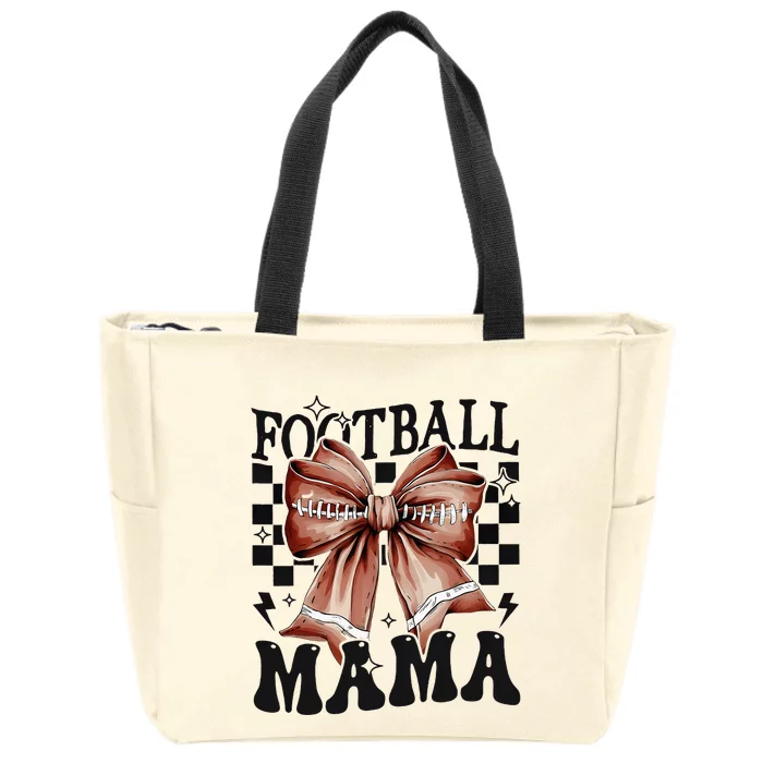 Football Mama Coquette Bow Funny Football Game Day Sport Mom Zip Tote Bag