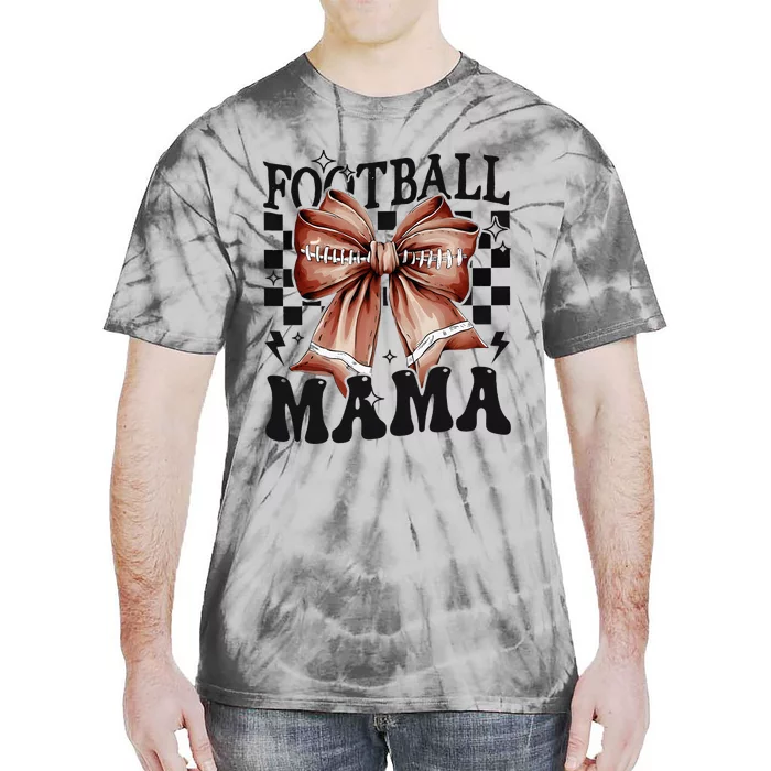 Football Mama Coquette Bow Funny Football Game Day Sport Mom Tie-Dye T-Shirt