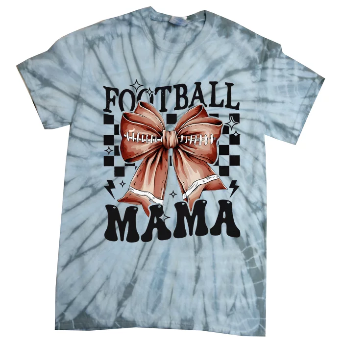 Football Mama Coquette Bow Funny Football Game Day Sport Mom Tie-Dye T-Shirt