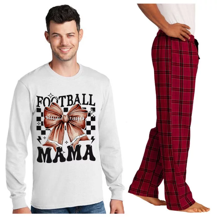 Football Mama Coquette Bow Funny Football Game Day Sport Mom Long Sleeve Pajama Set