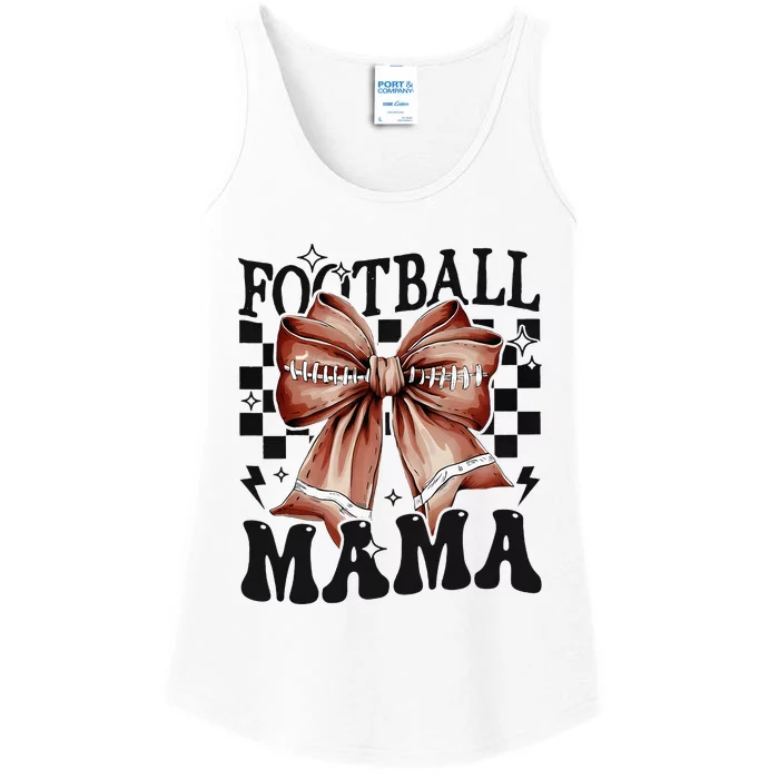 Football Mama Coquette Bow Funny Football Game Day Sport Mom Ladies Essential Tank