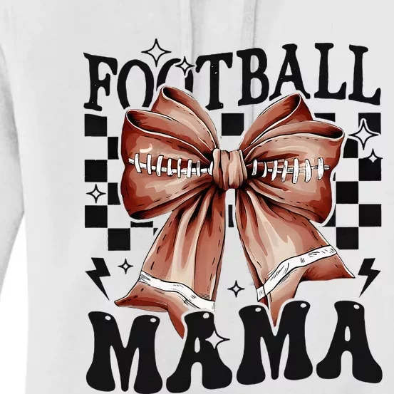 Football Mama Coquette Bow Funny Football Game Day Sport Mom Women's Pullover Hoodie