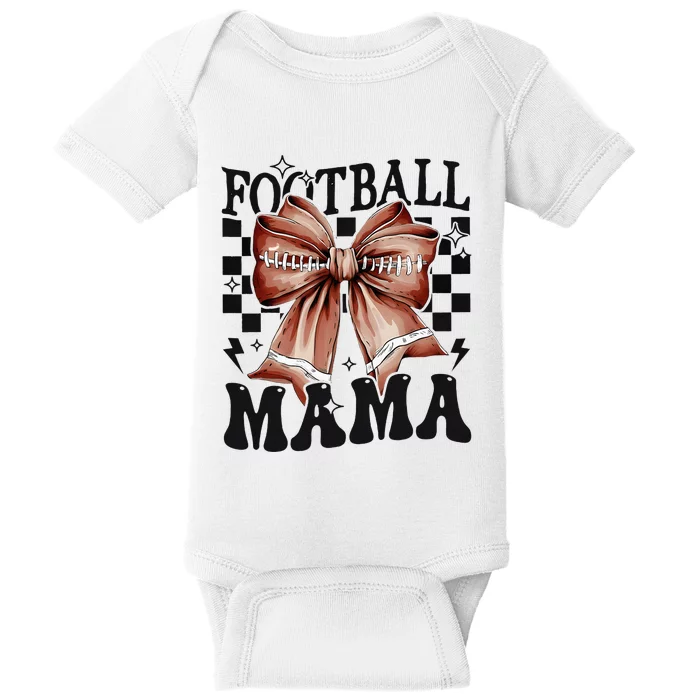 Football Mama Coquette Bow Funny Football Game Day Sport Mom Baby Bodysuit