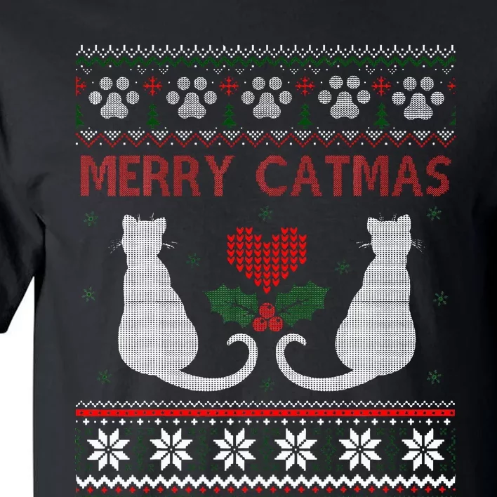 Funny Merry Catmas Ugly Christmas Sweater Tall T-Shirt