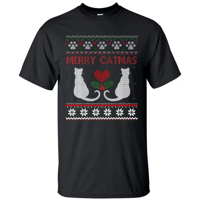 Funny Merry Catmas Ugly Christmas Sweater Tall T-Shirt