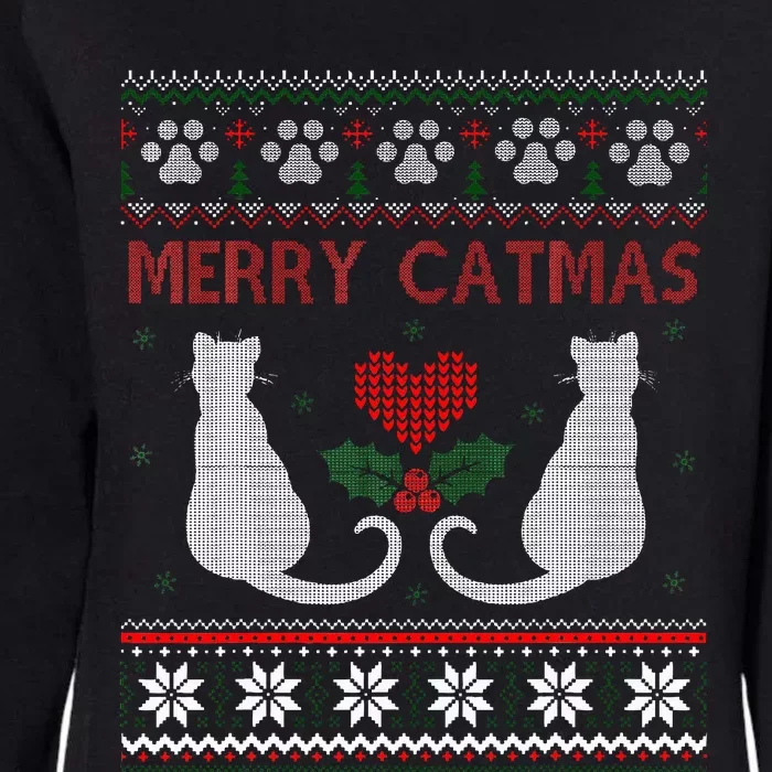 Funny Merry Catmas Ugly Christmas Sweater Womens California Wash Sweatshirt