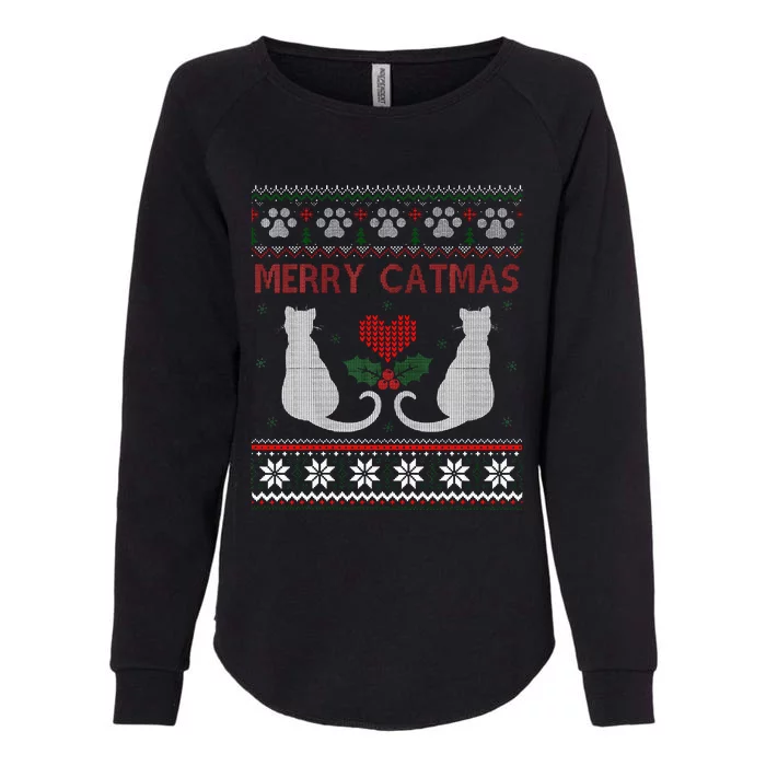 Funny Merry Catmas Ugly Christmas Sweater Womens California Wash Sweatshirt