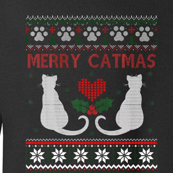 Funny Merry Catmas Ugly Christmas Sweater Toddler Sweatshirt