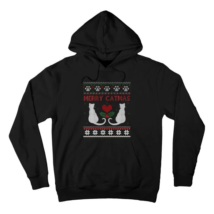 Funny Merry Catmas Ugly Christmas Sweater Tall Hoodie