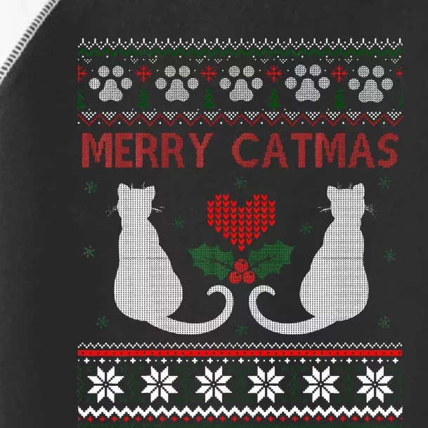 Funny Merry Catmas Ugly Christmas Sweater Toddler Fine Jersey T-Shirt