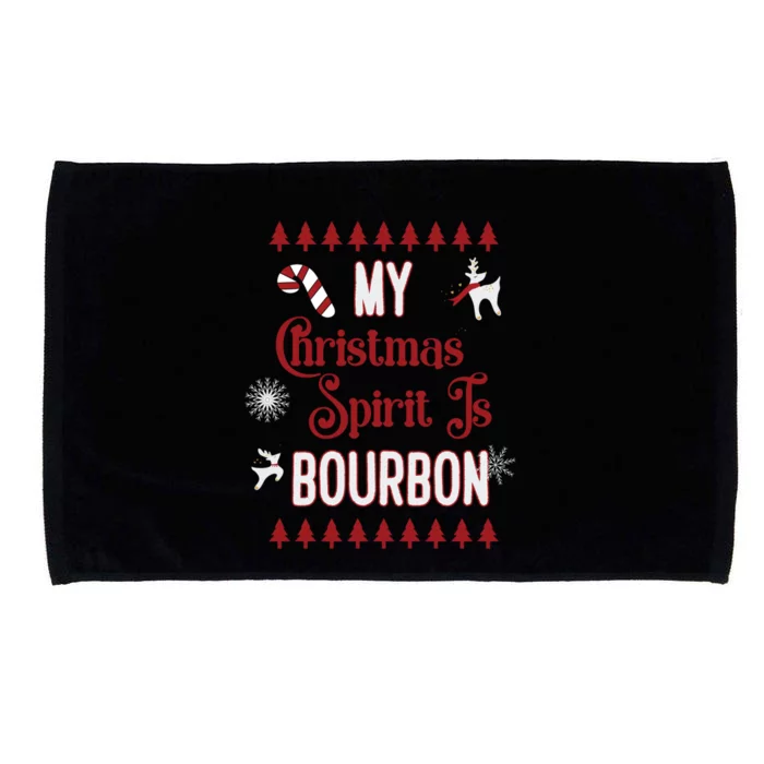 Fun My Christmas Spirit Is Bourbon Holiday Design Funny Gift Microfiber Hand Towel