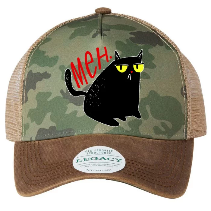 Funny Meh. Cat Meme For Cat Lovers Legacy Tie Dye Trucker Hat