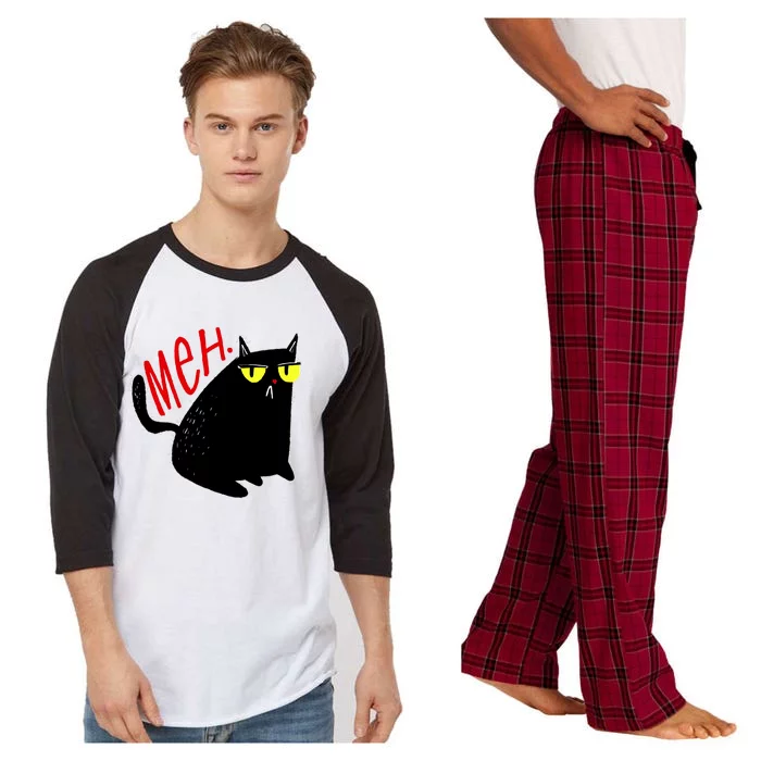 Funny Meh. Cat Meme For Cat Lovers Raglan Sleeve Pajama Set