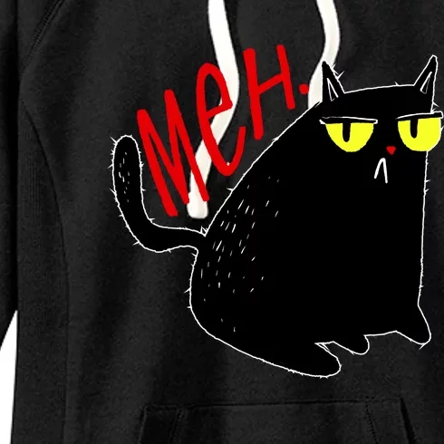 Funny Meh. Cat Meme For Cat Lovers Women's Fleece Hoodie