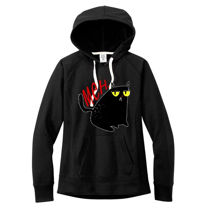 Funny Meh. Cat Meme For Cat Lovers Women's Fleece Hoodie