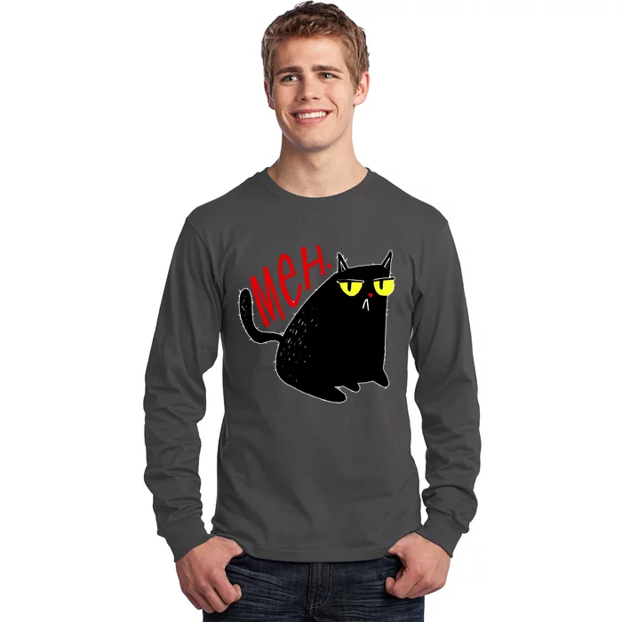 Funny Meh. Cat Meme For Cat Lovers Long Sleeve Shirt