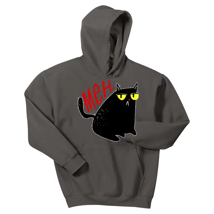 Funny Meh. Cat Meme For Cat Lovers Kids Hoodie