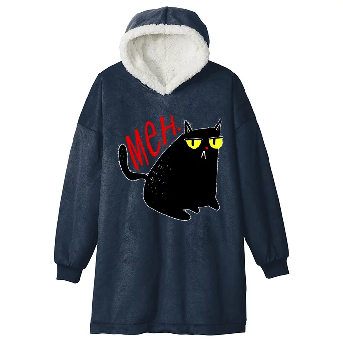 Funny Meh. Cat Meme For Cat Lovers Hooded Wearable Blanket