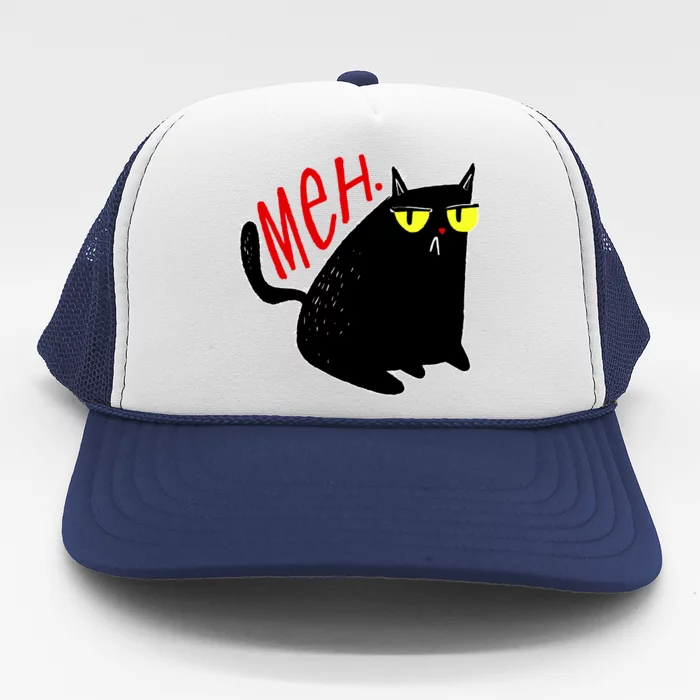 Funny Meh. Cat Meme For Cat Lovers Trucker Hat