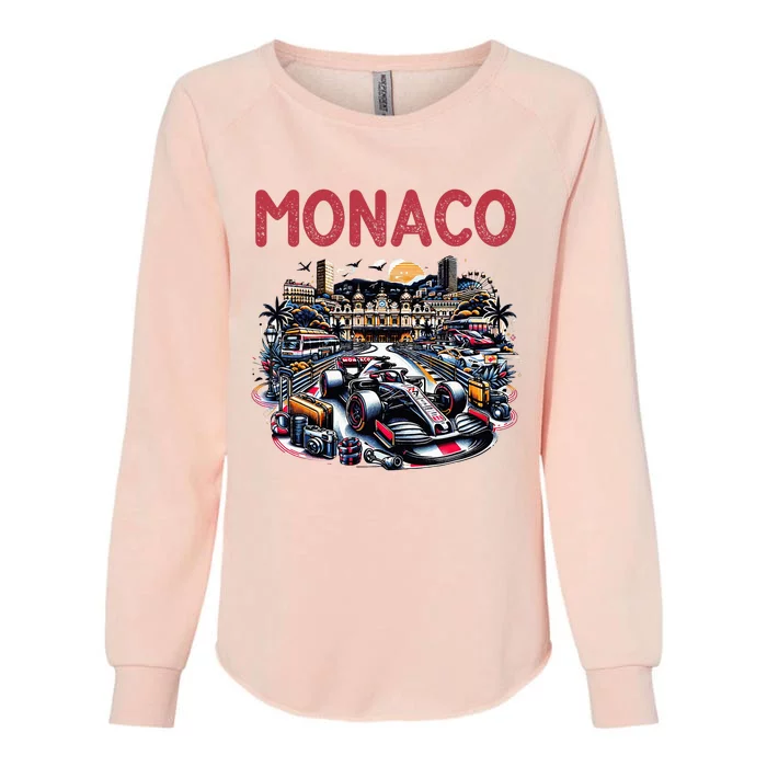 Formula Monaco City Monte Carlo Circuit Racetrack Travel Womens California Wash Sweatshirt