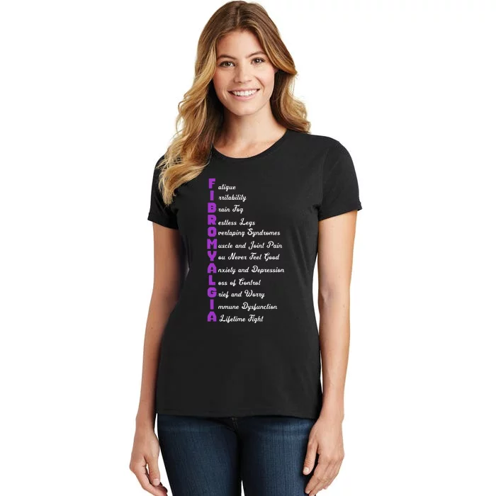 Fibromyalgia Meaning Chronic Pain Fibro Awareness Women's T-Shirt