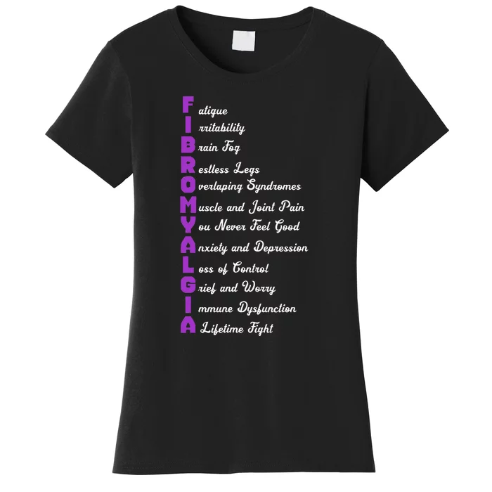 Fibromyalgia Meaning Chronic Pain Fibro Awareness Women's T-Shirt