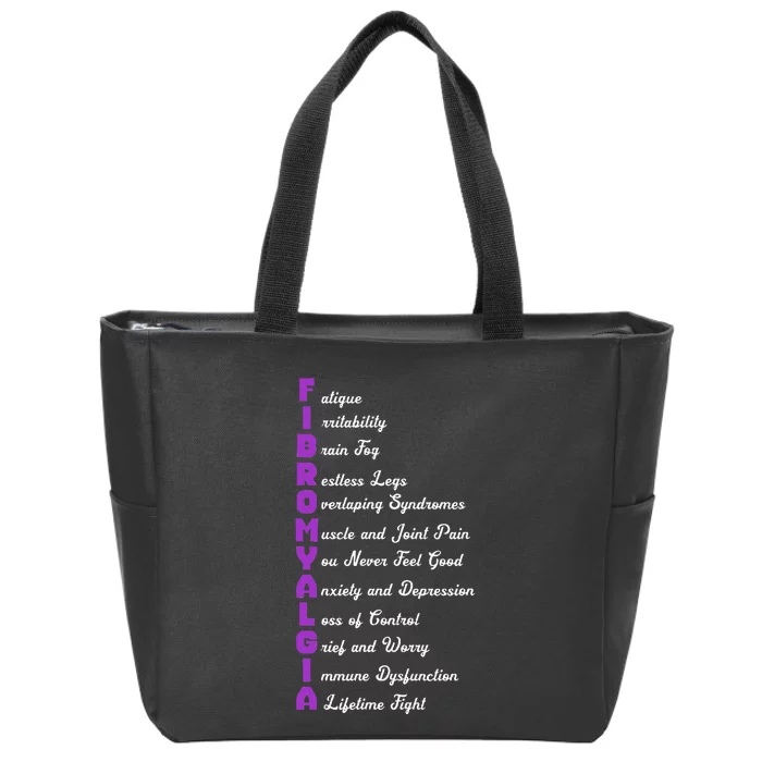 Fibromyalgia Meaning Chronic Pain Fibro Awareness Zip Tote Bag