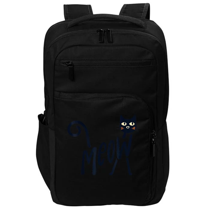 Funny Meow Cat In Black Impact Tech Backpack