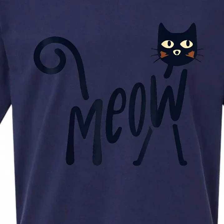 Funny Meow Cat In Black Sueded Cloud Jersey T-Shirt