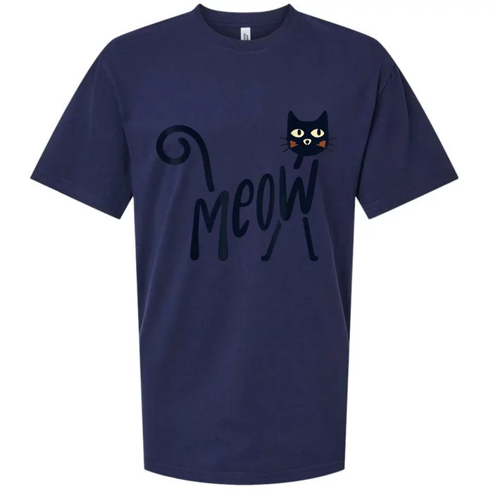 Funny Meow Cat In Black Sueded Cloud Jersey T-Shirt