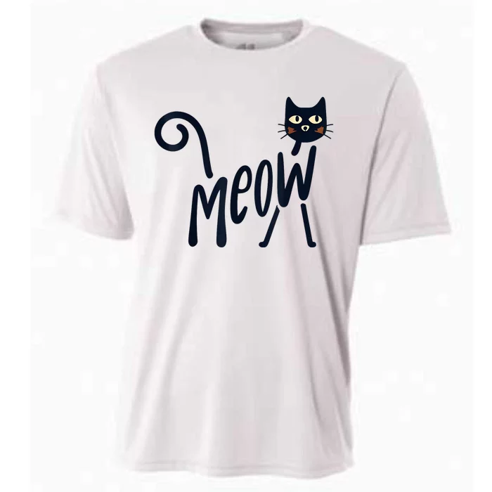 Funny Meow Cat In Black Cooling Performance Crew T-Shirt