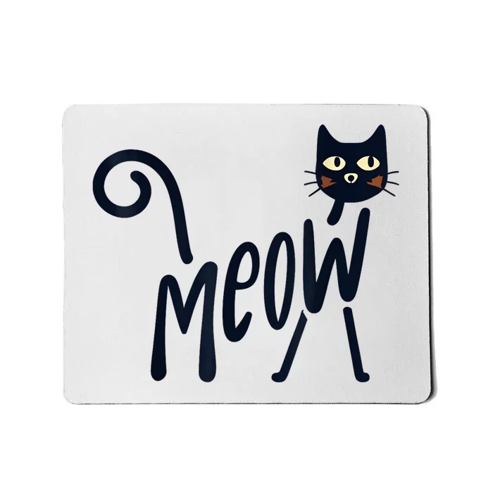 Funny Meow Cat In Black Mousepad