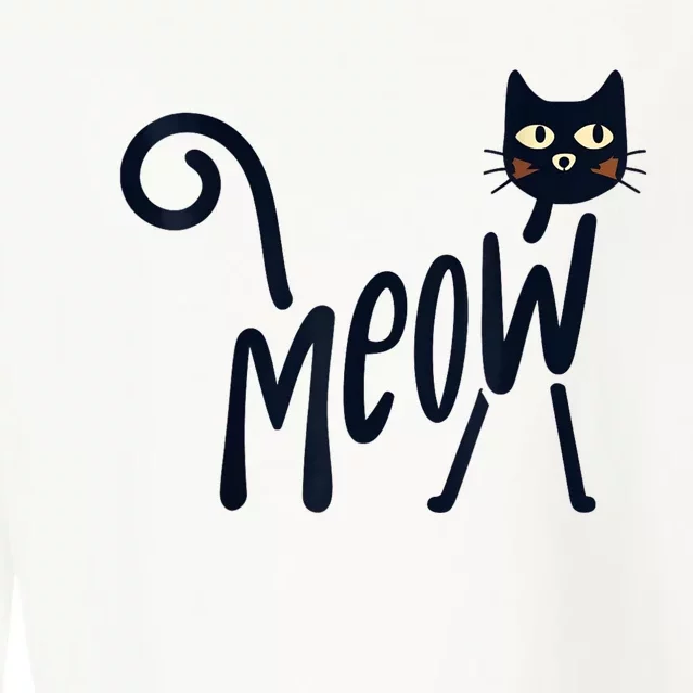 Funny Meow Cat In Black Cropped Pullover Crew