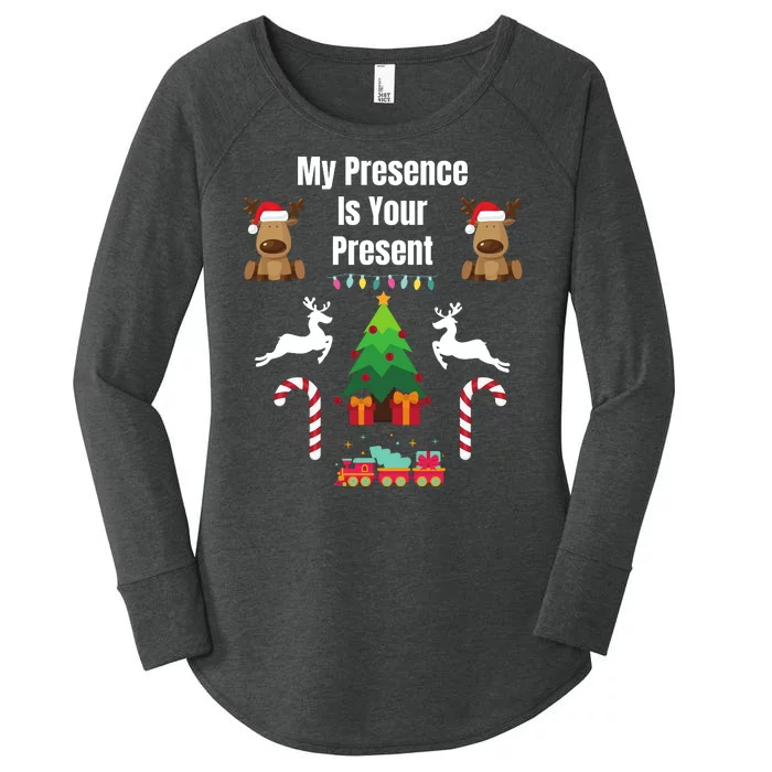 Funny Merry Christmas Sarcastic My Presence Is Your Present Funny Sarcastic Xmas Women's Perfect Tri Tunic Long Sleeve Shirt