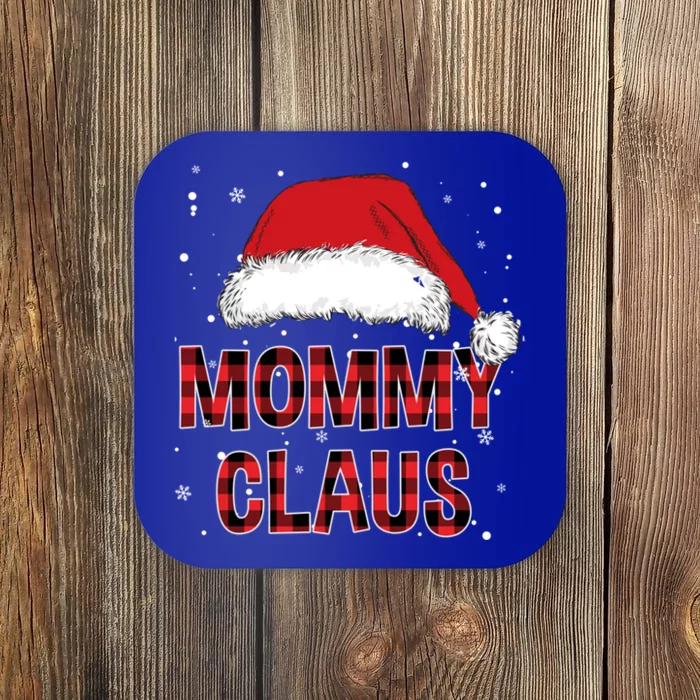 Funny Mommy Claus Red Plaid Christmas Family Pjs Matching Gift Coaster