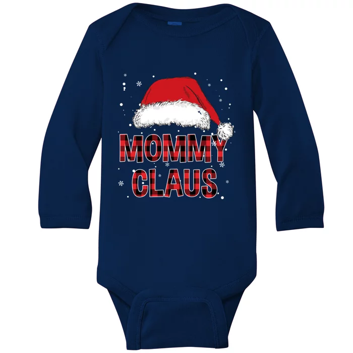 Funny Mommy Claus Red Plaid Christmas Family Pjs Matching Gift Baby Long Sleeve Bodysuit