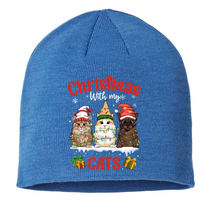 Feline Meowy Catmas Lover Christmas With My Cats Great Gift 8 1/2in Sustainable Knit Beanie